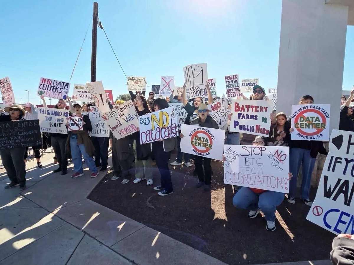 MarioNawfal's tweet photo. 🇺🇸🇨🇳 Across America, the same protest is happening simultaneously. Town halls in Maryland, Arizona, Wisconsin, Illinois, North Carolina, California. 

Same chants. Same organizers. Same outcome: data center projects paused, moratoriums passed, zoning fights dragged out.

The Party for Socialism and Liberation has led or organized anti-data center campaigns in at least nine to ten states since late 2025. 

The messaging is consistent enough across thousands of miles that it reads less like grassroots activism and more like a coordinated national campaign.

So who is paying for it?

Follow the money to Shanghai.

Neville Roy Singham is an American-born billionaire tech magnate who sold his consulting firm and now lives in a shared workspace in Shanghai with a Chinese Communist Party propaganda operation. 

The New York Times documented that he has funneled enormous sums into a global network of nonprofits including the People's Forum, Code Pink, BreakThrough News, and Tricontinental, all of which consistently echo Beijing's foreign policy positions on Taiwan, AI competition, Uyghurs, and American technological development.

PSL is among the organizations in that network. It does not publish detailed donor disclosures.

House committees have opened FARA investigations into the Singham network for possible undisclosed foreign influence. House Ways and Means Chairman Jason Smith set a May 18 deadline for three Singham-funded organizations to turn over funding records before subpoenas.

Now here's the strategic picture:

Data centers are the physical infrastructure of American AI supremacy. The US and China are in an explicit race for AI dominance that both governments describe as the defining competition of the next decade. 

American hyperscalers are spending hundreds of billions building domestic compute capacity that China's government has identified as a strategic threat.

Delaying that buildout by even 2 to 3 years through zoning fights, moratoriums, and community pressure campaigns has obvious asymmetric value to a geopolitical rival that doesn't need to touch a single server to win.

The local concerns about water use and power demand are real and deserve fair hearings. But the people showing up with the megaphones are often entirely disinterested in local priorities.

We've all seen that playbook before. 

The most effective interference doesn't look like interference. It looks like a community meeting.

Source: @JordanSchachtel for The Dossier