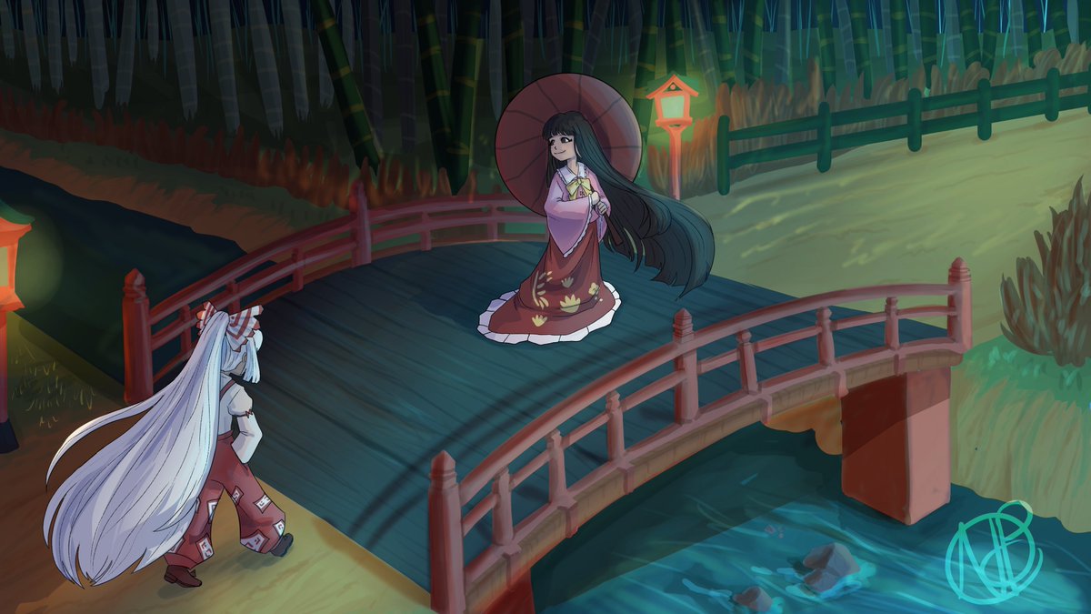 NoviaParella's tweet photo. Kaguya and Mokou https://t.co/7HoYBOfLMo