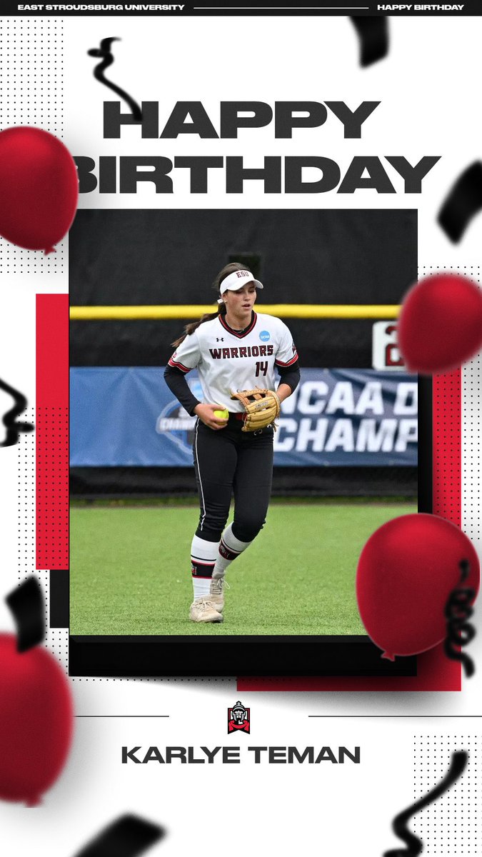 ESUSoftball's tweet photo. Happy Birthday Karlye! ❤️🖤🎂🎈🎁 https://t.co/j5HxI01uL6