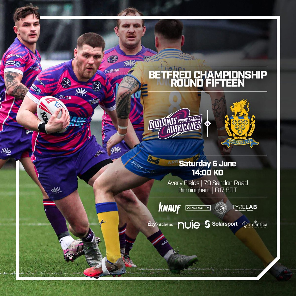 HurricanesRLFC's tweet photo. 🐂 RUGBY LEAGUE IS BACK IN BIRMINGHAM! 

Come and watch the Canes as they face @OfficialHavenRl after three months on the road! 

🗓️ Saturday 6 June
🕑 2pm KO
📍 Avery Fields (B17 8DT)

🎟️ Tickets: https://t.co/WVq3Iuedcv https://t.co/5udpdqFpmO