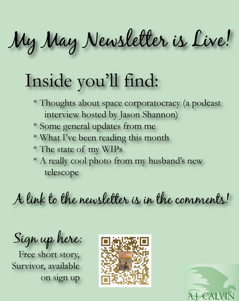 AJCalvin's tweet photo. It's the last Saturday of the month, which means my latest newsletter is available.

May was a good month!

You can read all my updates and see a photo of the M51 whirlpool galaxy inside (see comments!) https://t.co/ZVIIV1Rsv2