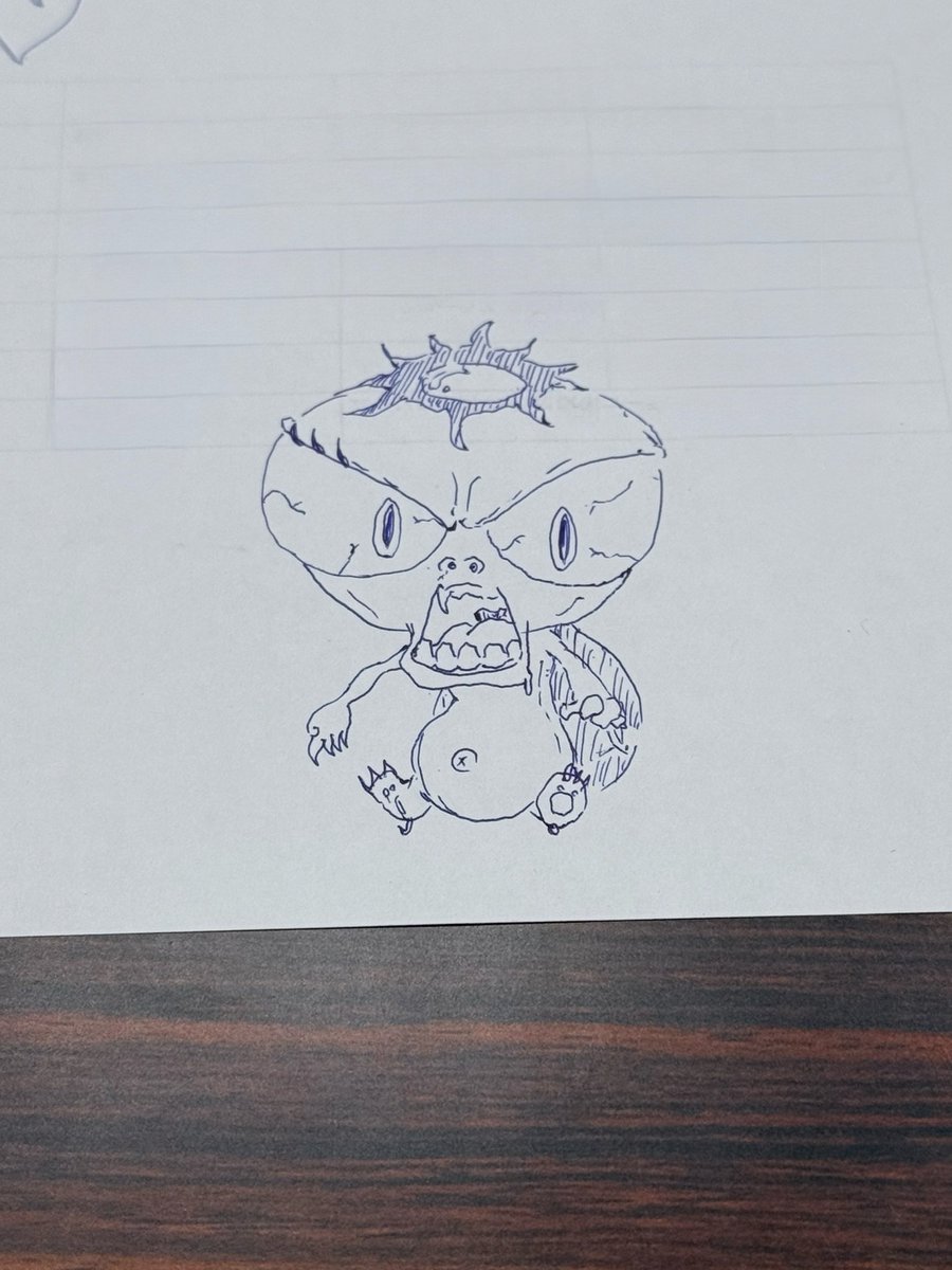 hiroki_kajita's tweet photo. 湧くんが空き時間に紙に描いてくれました！

筋肉で戦うのか魔法なのかわからんピクミンみたいなキャラと可愛いカッパ

絵が上手い笑 https://t.co/PSG97VWAQU