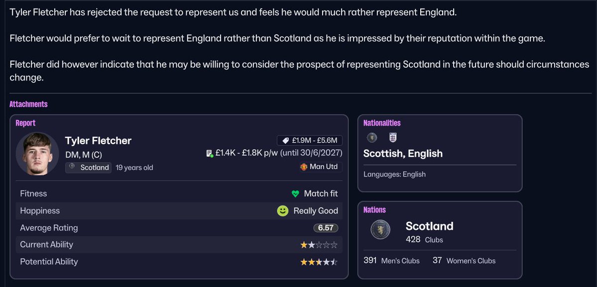 StuartBWFC's tweet photo. Opens up the new Football Manager World Cup mode to play as Scotland for the first time in years. Closes the game without even naming one national team. https://t.co/tdZzkcN8uN