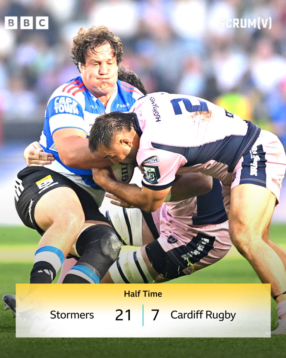 BBCScrumV's tweet photo. HT: Stormers 21-7 Cardiff Rugby
 
⚡ Cam Winnett crossed early for Cardiff, but the hosts lead at the interval.
 
📲 Follow the second-half coverage live on the BBC Sport Wales website and 🎙️ listen live on BBC Radio Wales.
 
#BBCRugby https://t.co/GaSUQInONR
