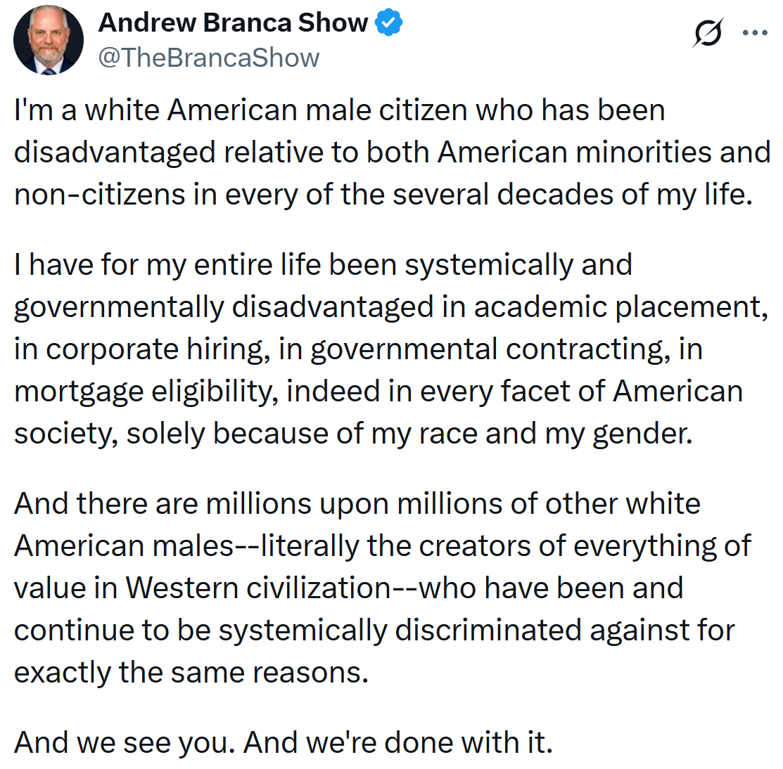 TooWhiteToTweet's tweet photo. No matter how much seething and dilation this induces, every word of it is irrefutably true.

“bUt He'S a sUcCeSsFuLL aTToRnEy!”

Yes. He succeeded despite the entire Anti-White Industrial Complex working to disadvantage him. https://t.co/yVbE0Uo5QB