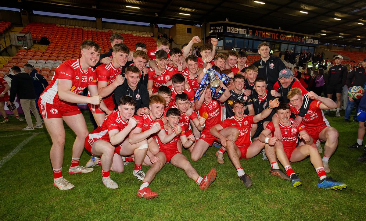 SCC_PE's tweet photo. Good luck to the Tyrone U20 team in the All Ireland Final today! A special mention to our current students Darren and Shea and to our past pupils on the panel! https://t.co/Bw43STn7Ub