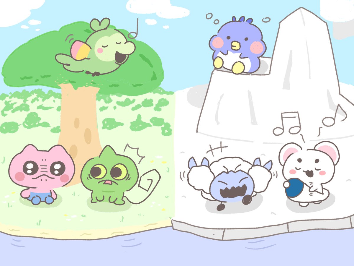 Oota_chang's tweet photo. にゅーフィールド！
なんごくとこおりで自由に描てみた☺️
 #たまごっち版真剣お絵描き60分一本勝負 https://t.co/hNkDmmOkmM