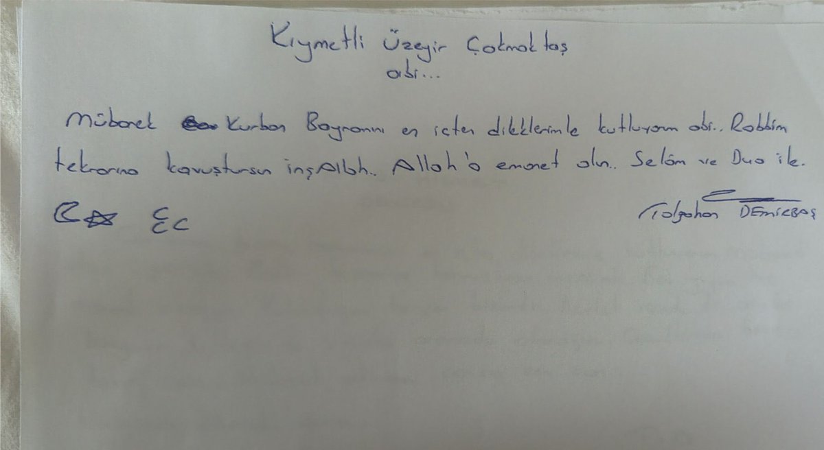 CakmaktasUzeyir's tweet photo. ABD-FETÖ ortaklığınca kurgulanan alçak bir kumpasın mağduru olan Taşmedreseli yiğit kardeşim; en kısa zamanda özgürlüğüne kavuşman için dua ve niyaz ediyorum.

Bilmukabele Kurban Bayramı’nı en kalbi duygularımla tebrik ediyor; özgürlük,sağlık, huzur ve afiyet dolu nice bayramlar diliyorum.

Rabbim esareti değil hürriyeti, ayrılığı değil kavuşmayı nasip etsin.
#TolgahanDemirbaş