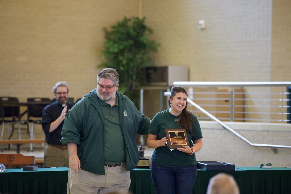 StrakeJesuit's tweet photo. At the annual faculty/staff end-of-year barbecue, we celebrated years of service, our Alumni Service Corps, &amp; honored Mr. Brian Hearns &amp; Mrs. Bree Smith as this year’s Magis Award recipients. Special recognition was given to Mr. Murvin Auzenne, who is celebrating 50 years at SJ! https://t.co/74CoOnilVS