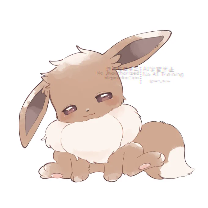 眠いのをこらえているイーブイ