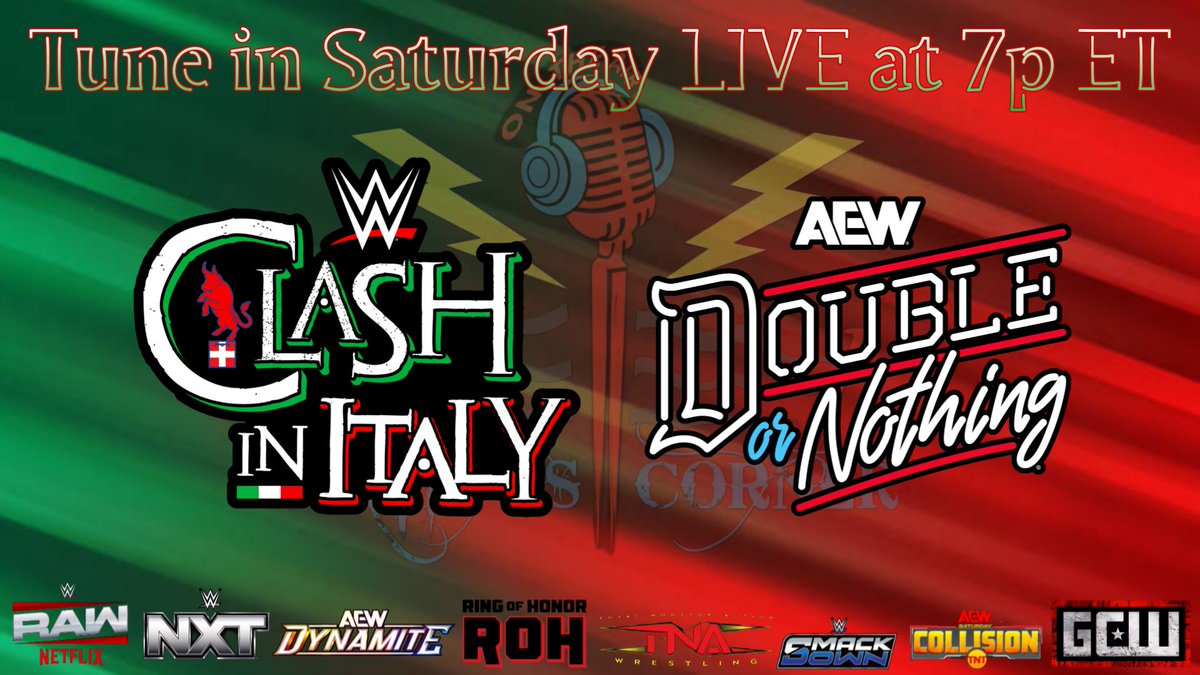 NationsCorner's tweet photo. TONIGHT 7P ET

We'll be LIVE previewing #WWEClash &amp; reacting to the #AEWDoN fallout... tune in &amp; join the chat 🤘🏼

Youtube link below 👇🏼👇🏼 https://t.co/BGsntS4RKT