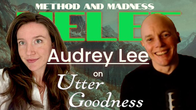 madmethodpod's tweet photo. Icymi, Audrey Lee (@tinndfishmonger) joined me to talk about things the European mind cannot comprehend about America, the legacy of John Williams' STONER, and her wonderful new short story collection UTTER GOODNESS, out now on @farthestheaven. Link in comment. https://t.co/kCLx6V06DD