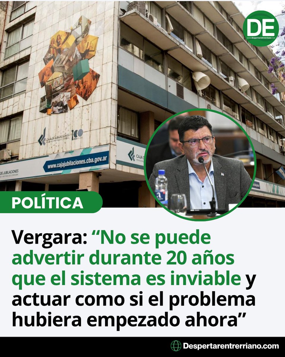 DEentrerriano's tweet photo. #ENTRE RÍOS 🏛️ I El senador @GustavoVergaraER afirmó que la crisis de la Caja de Jubilaciones “no apareció de un día para el otro”.

Sostuvo que durante años hubo diagnósticos y advertencias sobre el sistema previsional

¿Qué opinas? https://t.co/RdlR9zTU1P
