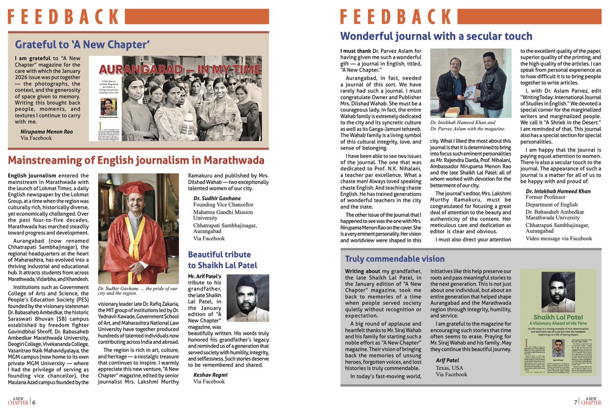 ANewChapterMag's tweet photo. From Nirupama Menon Rao’s kind words to Dr. Sudhir Gavhane, Arif Patel, Dr. Intekhab Hameed Khan and many more — your appreciation means the world. https://t.co/KDqIb9kniL