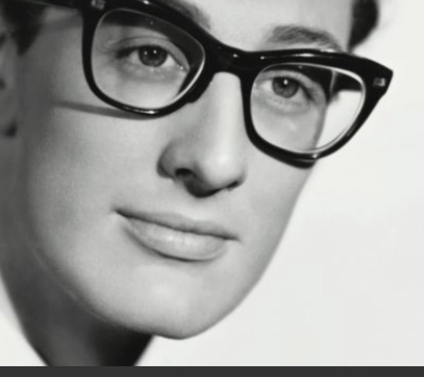 RNWales's tweet photo. @MahikRani50377 I guess it’s Buddy Holly, lower centre.   Glasses and lower lip shape. https://t.co/m1rtGnvfZq