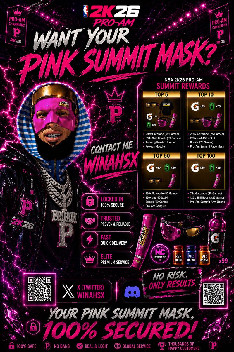 Winahsx's tweet photo. Dm for ProAm Summit Spots!
Spots Are Limted Tap in!
Won Top 5 Rewards 2 Seasons
#top5 #proam #nba2k26 https://t.co/QuMA7Rfs6z
