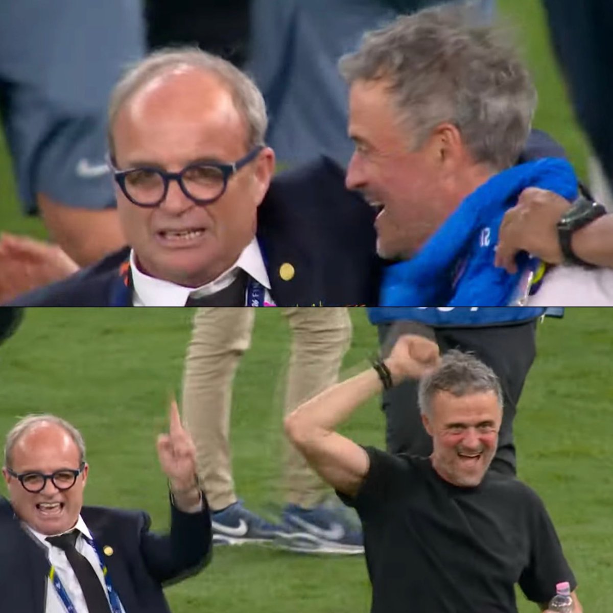 luisfernanfilho's tweet photo. esses dois senhores representam- numa única foto- a imagem do triunfo PSG como projeto.

Luis Campos e Luis Enrique.

um não existiria no clube francês sem o outro.

Campos foi responsável pelo Scout e montagem de grandes elencos vencedores na França. 

Mônaco do Mbappé e Lille 2021, campeões da Ligue 1.

a reconstrução do projeto, análise de mercado e Scout são métodos incorporados por Luis Campos.

o bicampeonato da Champions League começa com Campos e termina com Luis Enrique.

arquitetos do PSG mais vencedor e real da sua história.