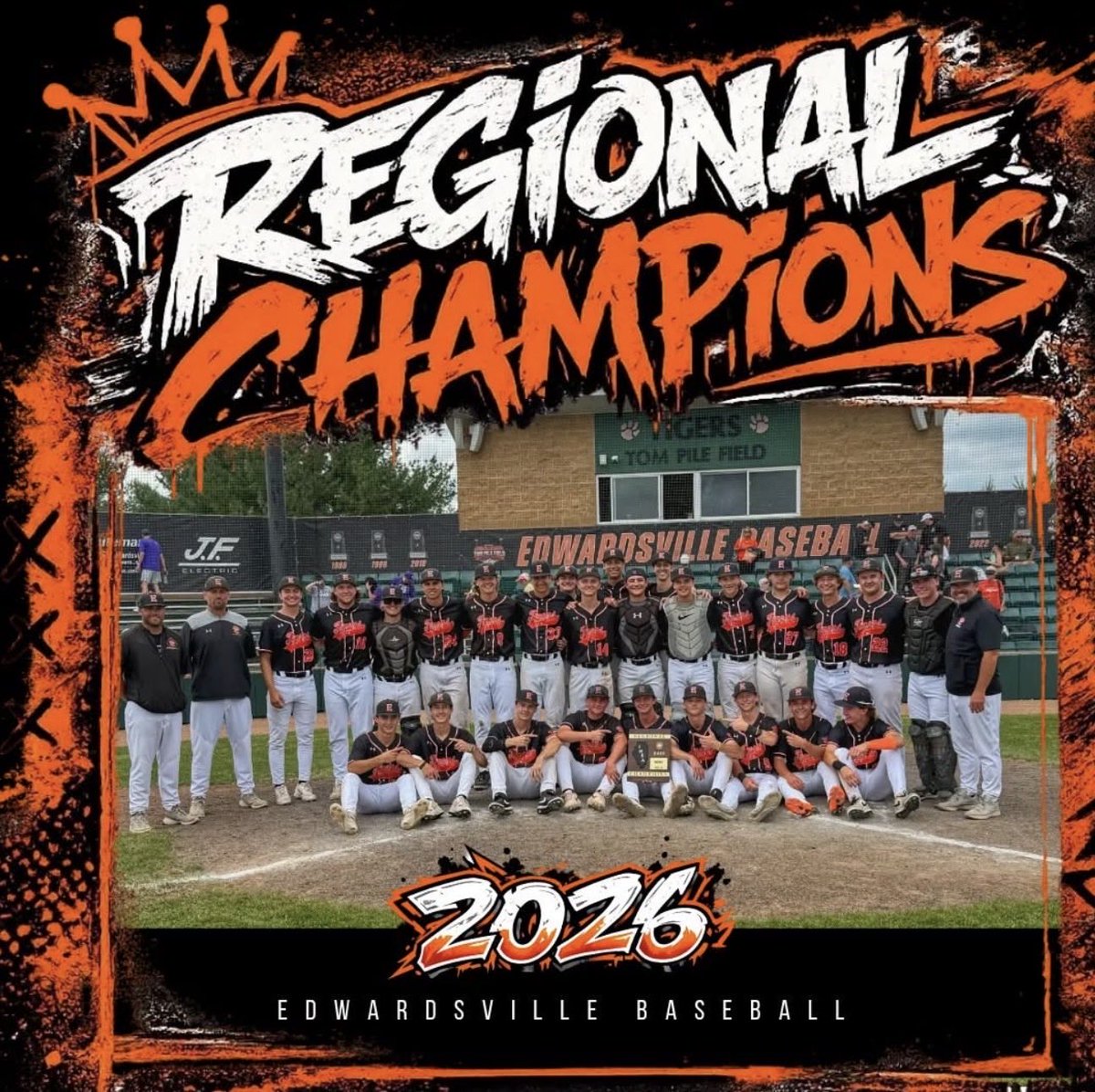 EvilleTigerBB's tweet photo. IHSA 4A Edwardsville Regional Tigers 7, Kahoks 0
Baugh-Chiarodo-Milburn Combine for Shutout
Tigers Advance to Sectional Final 
6/3 v Winner of BW/OTHS 6pm at SIUE Roy E. Lee Field https://t.co/YqF3gwuID0