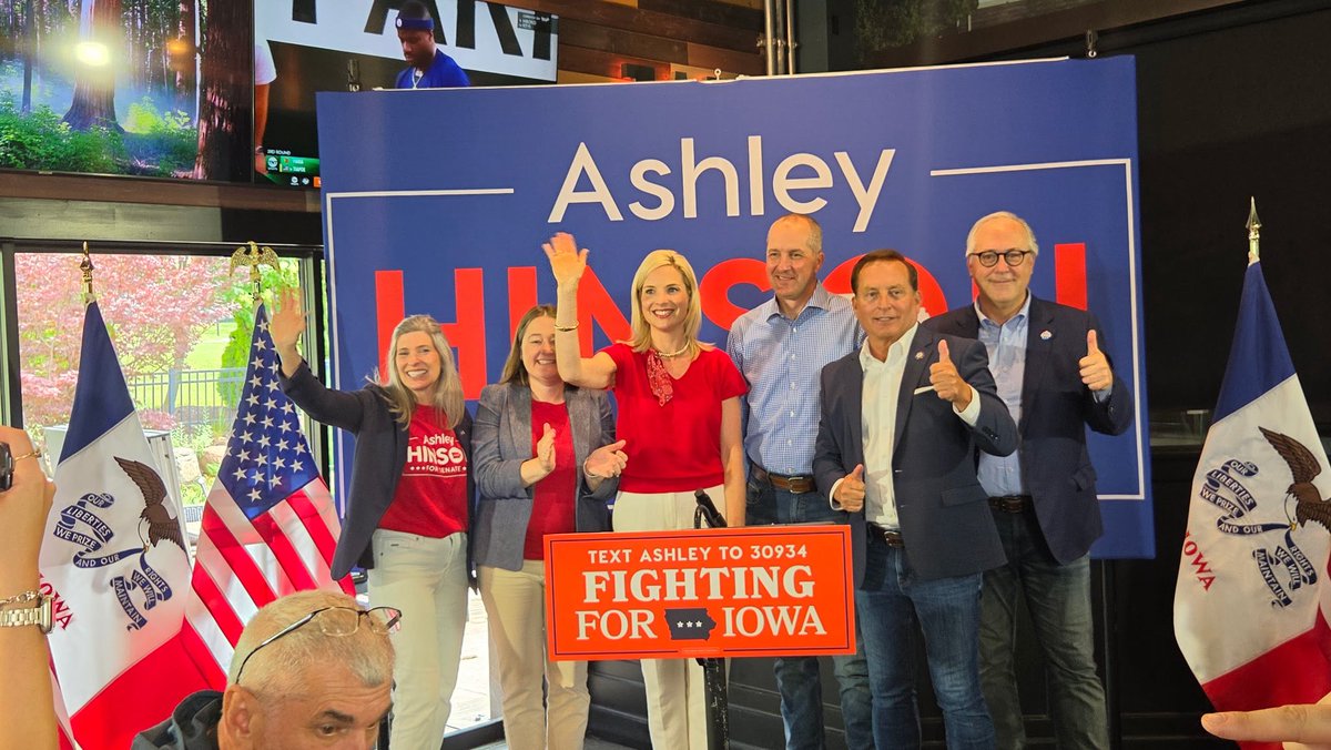 MikeNaigIA's tweet photo. Big crowd in West Des Moines to support @hinsonashley’s campaign for US Senate.

Ashley is a champion for our farm families and rural communities, and is leading the fight against California’s War on Breakfast. On June 2, vote Ashley for Senate! 🇺🇸 https://t.co/TtXItyBbNl