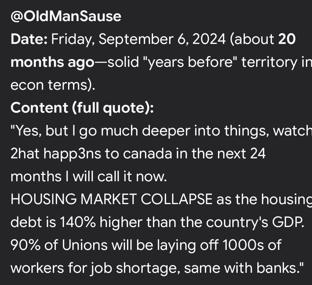 OldManSause's tweet photo. For all so called canadian content creators i warned you all 2 years ago that everything we are seen was going to happen. Almost 2 years to the date I called it. I was one of the few that called this before anyone and I have Grok to prove this as well. I know shit years before. https://t.co/zcWSjPDr06