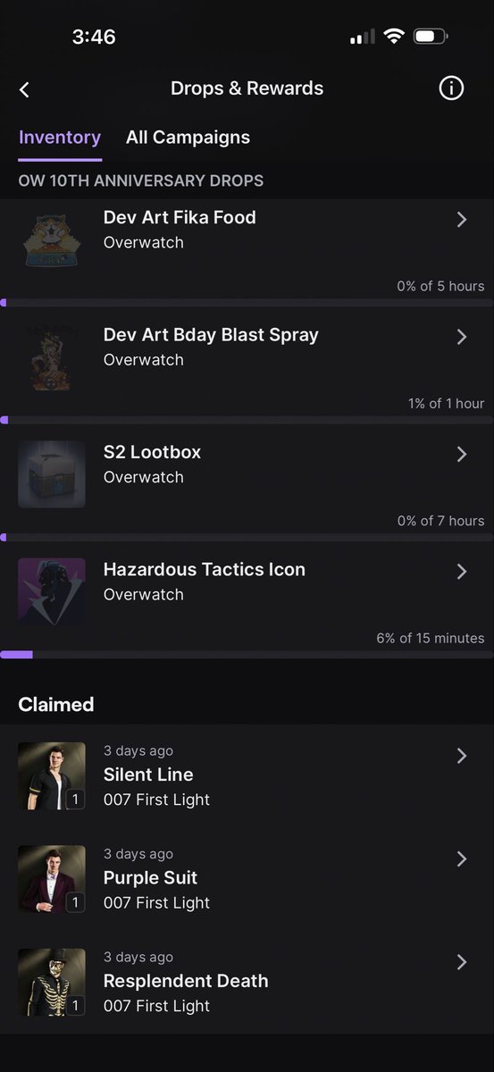 APWF_D2L's tweet photo. @IOInteractive be nice if my twitch drop rewards actually showed up in game. I did them Tuesday. https://t.co/9LVrvQTceQ