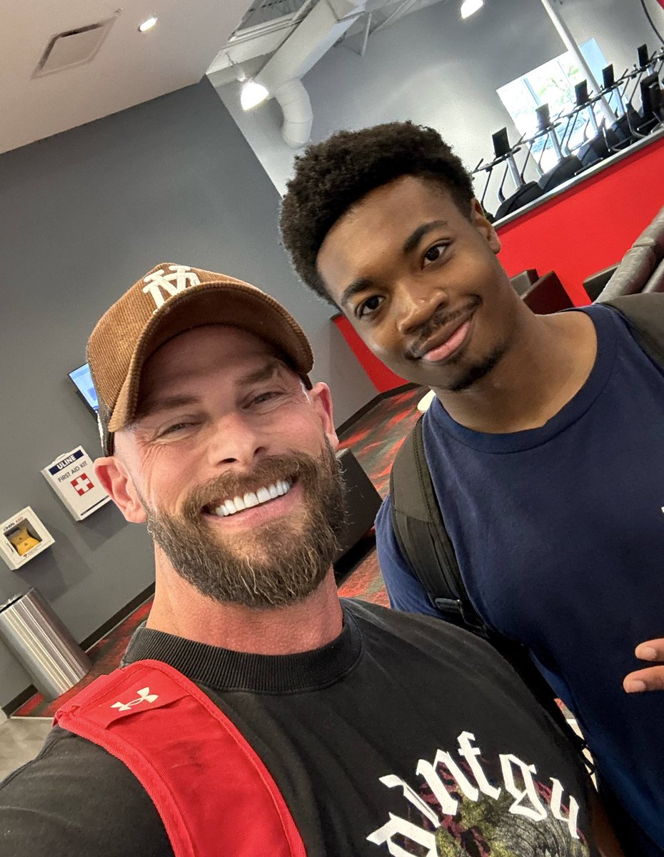 TheJoeySwoll's tweet photo. Really cool moment at the gym this morning. This young man Jalen came up to me so excited to tell me he was a huge fan, but also that he used to work with my Dad at Target. He went on and on about how nice he was but that he, nor any of his friends at work, never knew he was my father and how cool that was! He also said he hadn’t seen my Dad at work in a while worried if he was ok? I told him my father was great but I retired him a few months ago because working there at his age was very hard on him, his body, and he deserved to relax and enjoy his time at home with my Mom. I asked him to take a selfie with me I could send my Dad to say hi and my father replied right away saying how good of a guy Jalen was. He also said how kind he was to my Dad at work(which many were NOT esp customers). It made me so happy to have someone come up to me and talk about my father and how kind he is. I am so proud of him and just in awe and respect how every person he meets ALWAYS loves him. He is one the BEST people in this world and I am the man I am today because of him and my Mom. I wish the whole world could meet my Dad.❤️