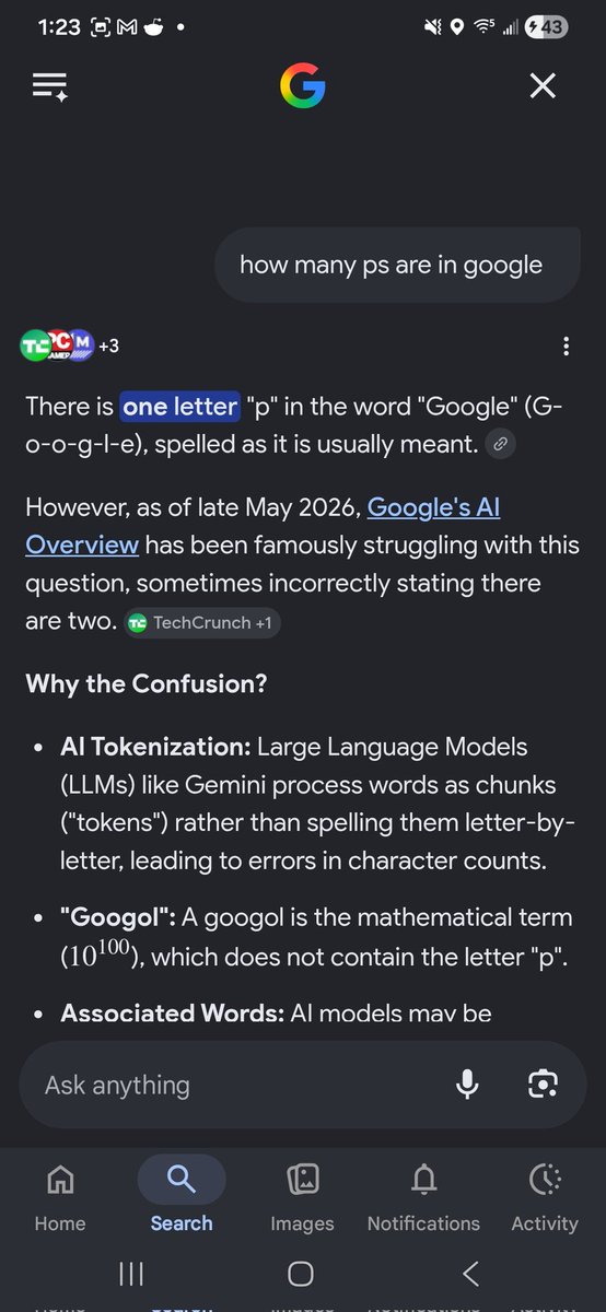 SwitchbladeX89's tweet photo. @Google @DeepHumor @sundarpichai
I don’t know what’s funnier:
• Your GARBAGE AI claimed there are 2 Ps in “Google”.
OR
• Now it claims there is 1.

GOOGLE, No P involved. But there is 2 in "You're a Pissant Pachai".

BRING BACK THE REGULAR SEARCH!!!

#GeminiFail #EpicFail https://t.co/V4ODupEQxR