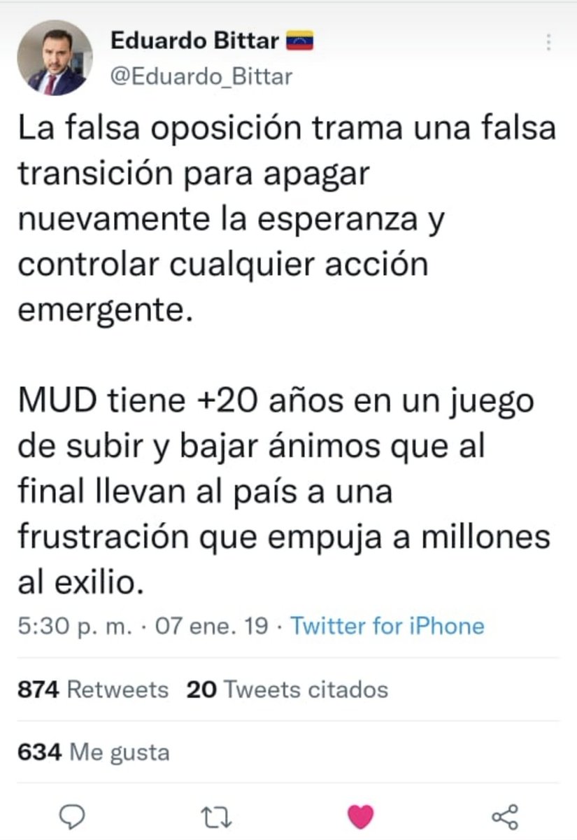 humbertose1's tweet photo. Si hay algo que no los "hater" de @Eduardo_Bittar no pueden negar es la coherencia de sus propuestas y las verdader incómodas que siempre terminan de cumplirce. 
Los que seguimos a @Eduardo_Bittar y @Rumbo_Libertad lo hacemos por convicción del extraordinario proyecto libertario que tiene para Venezuela, algo que los sociópatas que lo adversan reconocen pero no se atreven a admitir públicamente.
#LIBERTAD_O_NADA