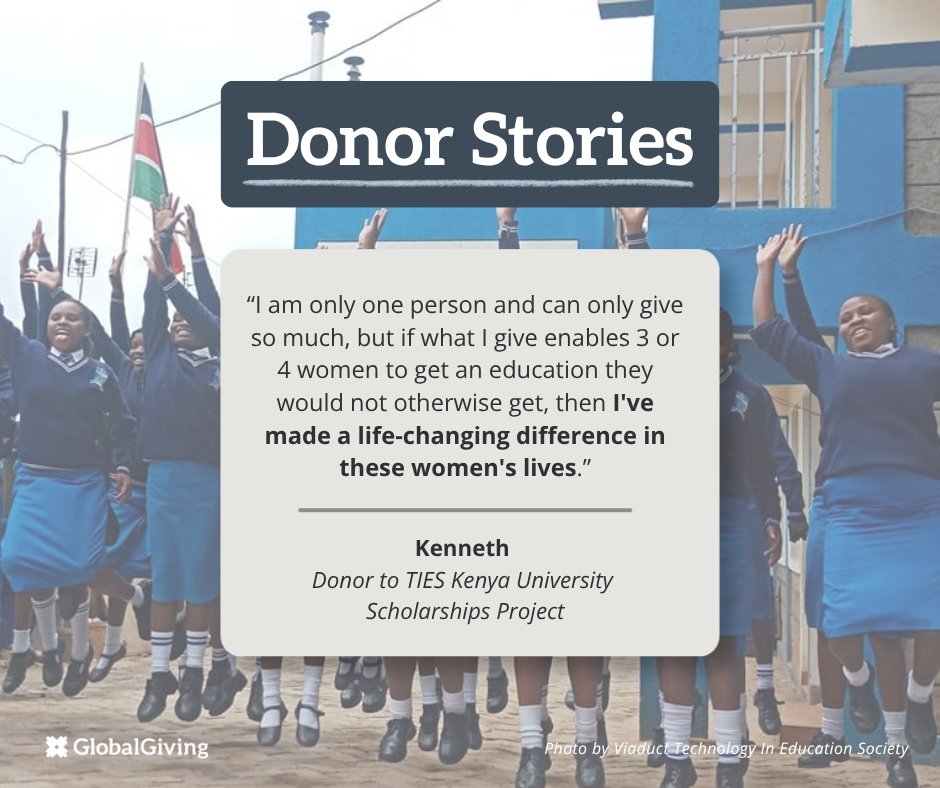 GlobalGiving's tweet photo. “I am only one person and can only give so much…”

For Kenneth, giving means helping young women in Kenya access post-secondary education—and the chance to break cycles of poverty for future generations.

Every donor has a story. This is Kenneth’s. https://t.co/bRMOcmUIyg