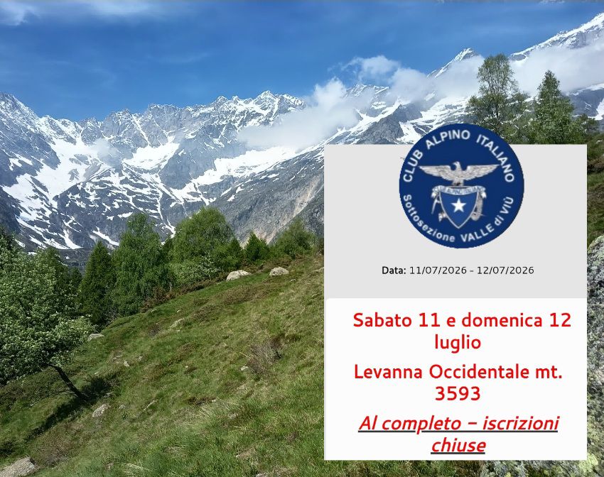 cailanzo's tweet photo. Sabato 11 e domenica 12 luglio 2026 #alpinistica 
Levanna Occidentale (3.593 m)proposta dalla sottosezione Valle di Viù. 

#ClubAlpinoItaliano #AlpiGraie   

Locandina👇 https://t.co/0B6DNZwCHj