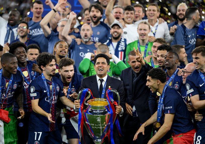 Johnedward19407's tweet photo. UEFA Champions League final live updates:Paris Saint-Germain president Nasser Al Khelaifi lifts his second UCL
News Link: https://t.co/fO47cqY0di
#psgrsenal #psgarsenal #arsenal #wheretowatchpsgvsarsenalfc #uefachampionsleaguefinal #psgvs #budapest https://t.co/xONEW2sZ7h