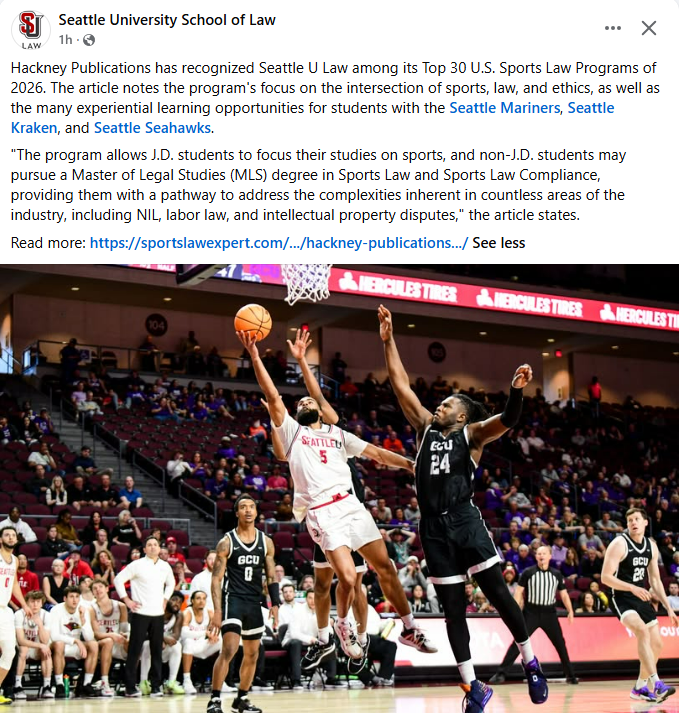 TonyVarona's tweet photo. This outstanding news is thx to our great Ass't Dean for Academic Affairs Kelli Rodriguez, who also serves as the Faculty Director for our three-year-old Sports Law Program. That we shot into the Top 30 nationally in such a short time is a testament to Kelli's leadership... 1/2 https://t.co/D5akZFOmdL
