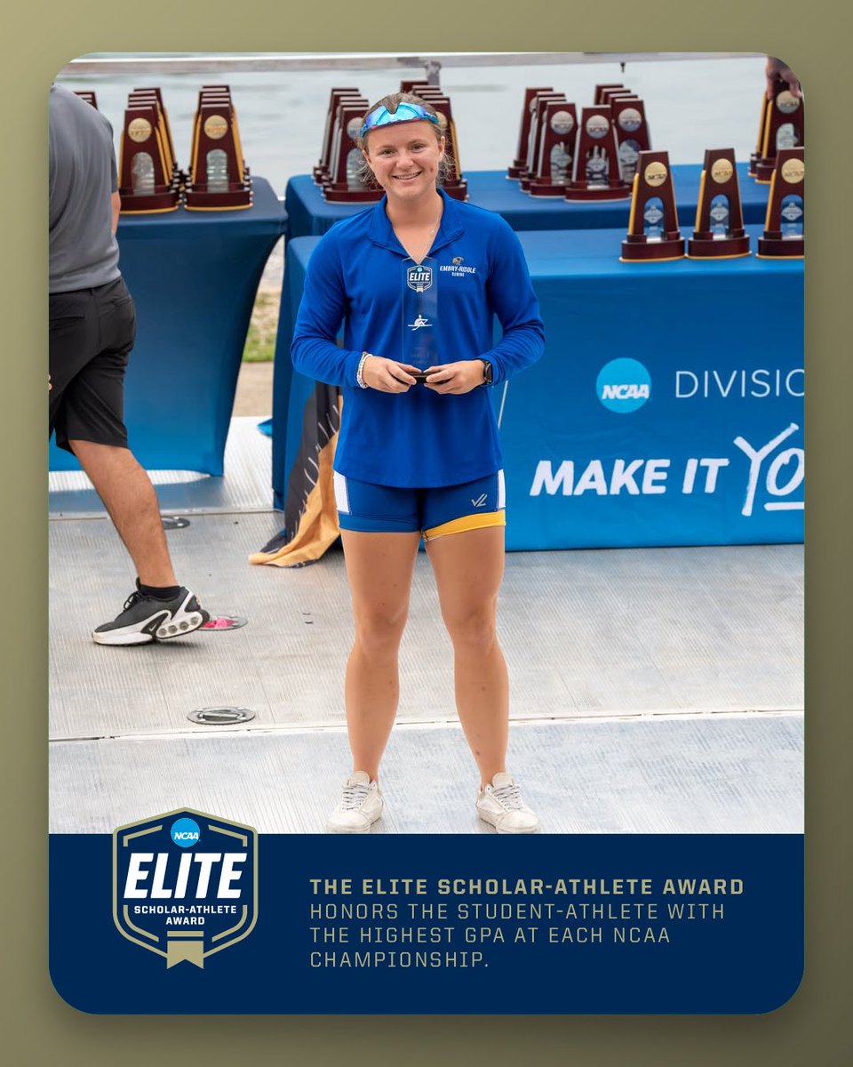 NCAA's tweet photo. Congratulations to our @NCAADII Women's Rowing #EliteScholar Athlete award winner, Soleil Edwards!
📚 4.0
💡 Electrical Engineering
🚣♀️ @ERAURowing
#D2ROW https://t.co/HMF1UNKqVq