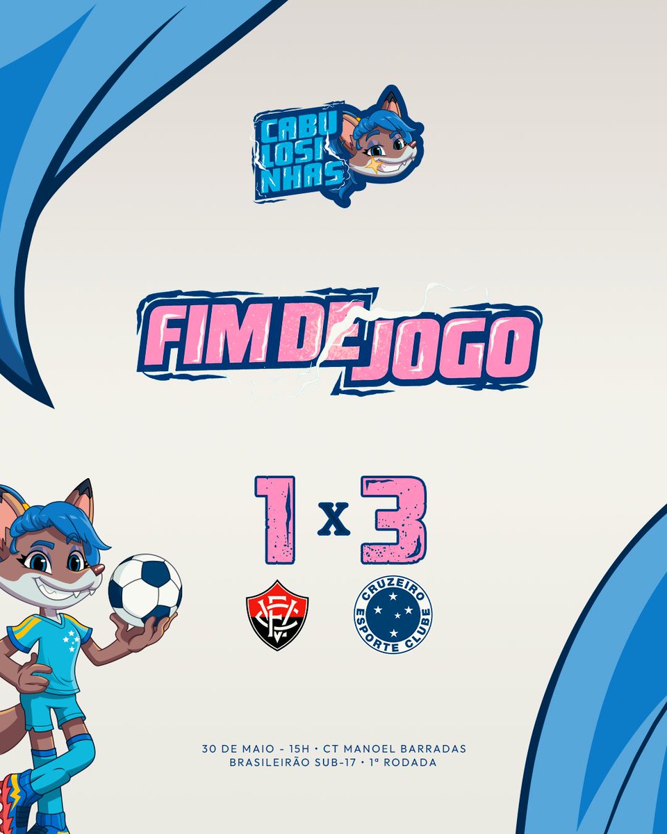 CruzeiroFem's tweet photo. Estreia com vitória das Cabulosinhas! 🦊💙

Fora de casa, o Cruzeiro Sub-17 derrotou o Vitória, por 3 a 1, e começou o Brasileirão da categoria com vitória! Vamos!! 👏

⚽️ Fernanda, gol contra e Milca marcaram!

#VITxCRU | 1x3 | #CriasDaToca https://t.co/a0mXpjwqly