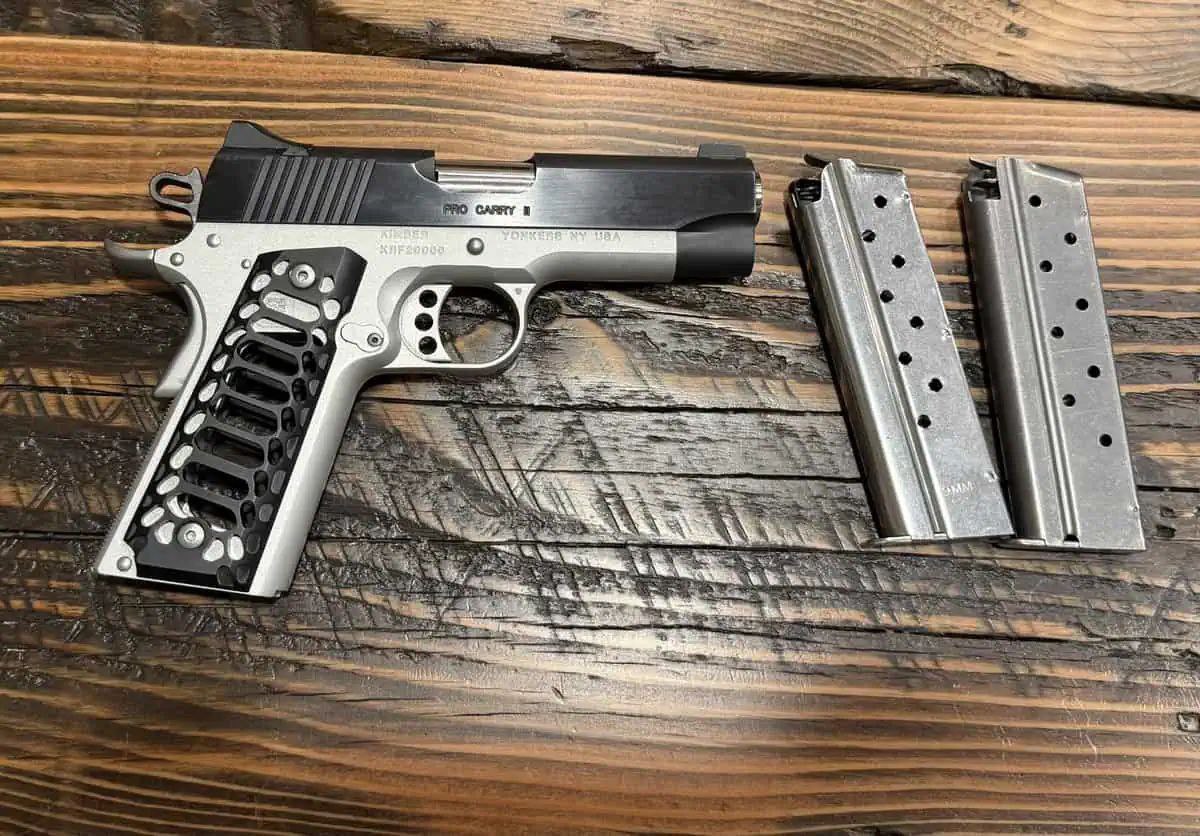 TacticalShit's tweet photo. Kimber Pro Carry 2 9mm — Archive note.

Compact pistol with two grip sets and a clean carry-focused setup. Documentation date: Saturday, May 30, 2026. https://t.co/HohfjpS5MT