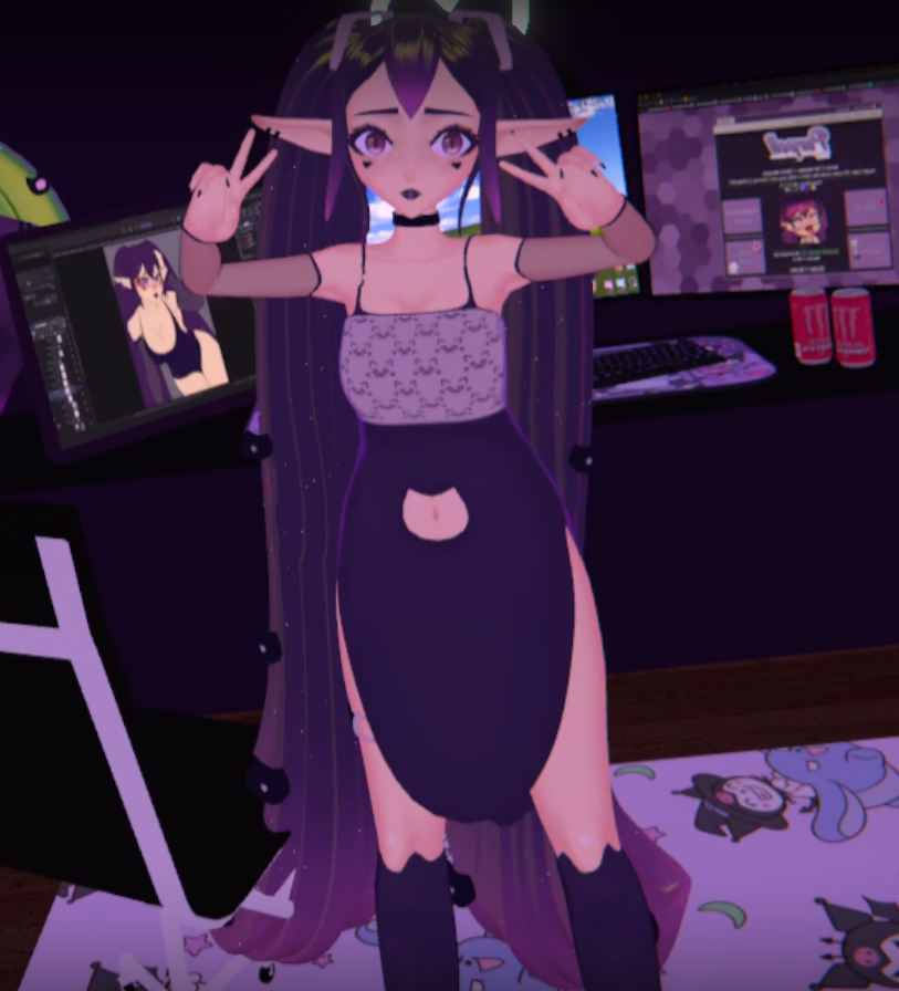 PurpellVT's tweet photo. Went into VR today! Muehehehe!
I have to upload the newer one soon but seeing her in the mirror almost made me tear up, such a cutie! https://t.co/fpEWicJ0rr