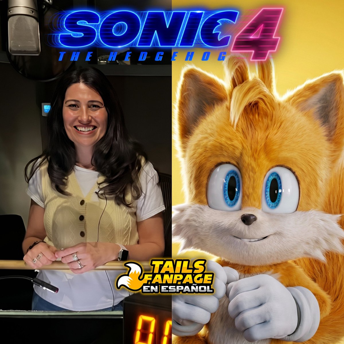 TailsFanpage's tweet photo. La voz de Tails en las películas de Sonic, Colleen O'Shaughnessey, ya se encuentra realizando las sesiones de grabación para darle vida una vez más a nuestro zorrito favorito para la cuarta película. 👩🏻🗣🦊💛 https://t.co/qxo4ATmoSR