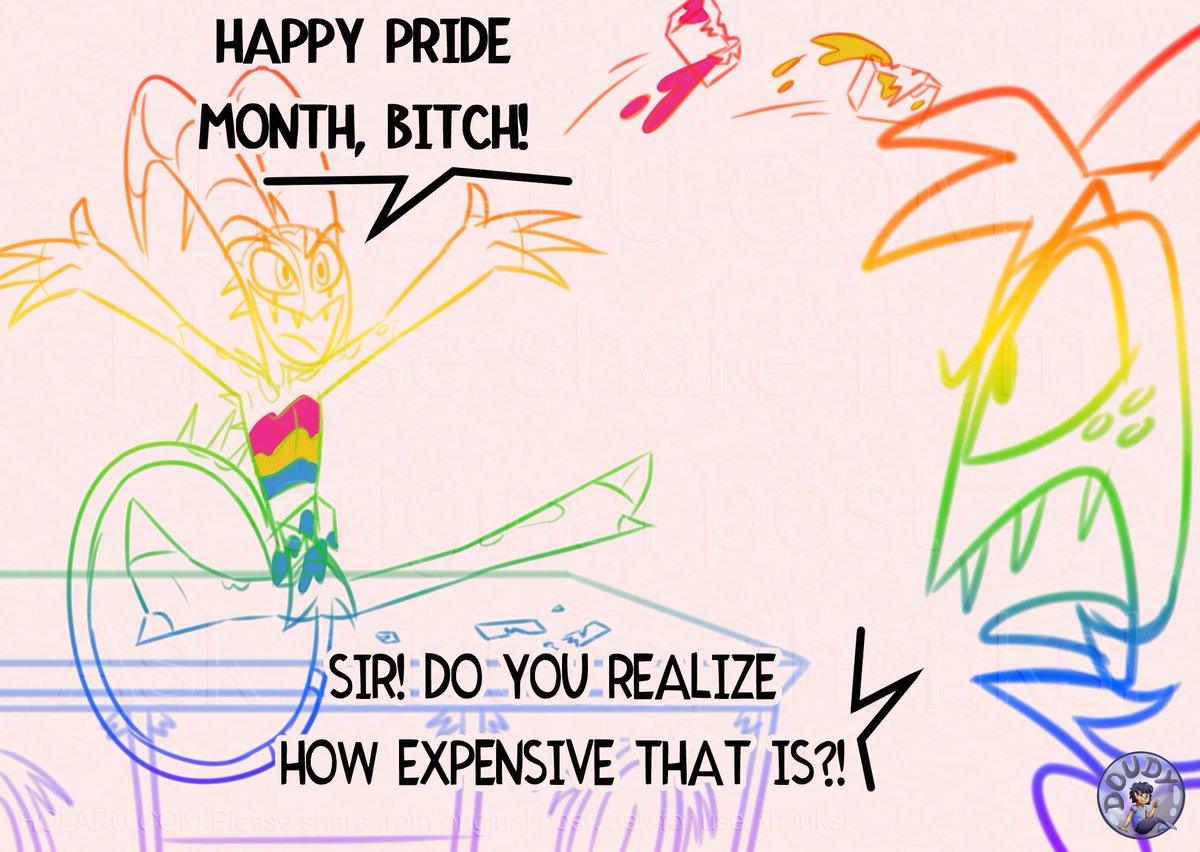 Doudy_MerDood's tweet photo. Happy Pride Month!
So who else identifies as a printer? I repeat: who else is part of the majority in Hell?

Figured Blitz would look nice as merch like this, so... Check this: https://t.co/KOyzCD8Hl5 😉

#blitz #moxxie #Doudy #helluvaboss #Pride #pridemonth https://t.co/nYYIAePFBH