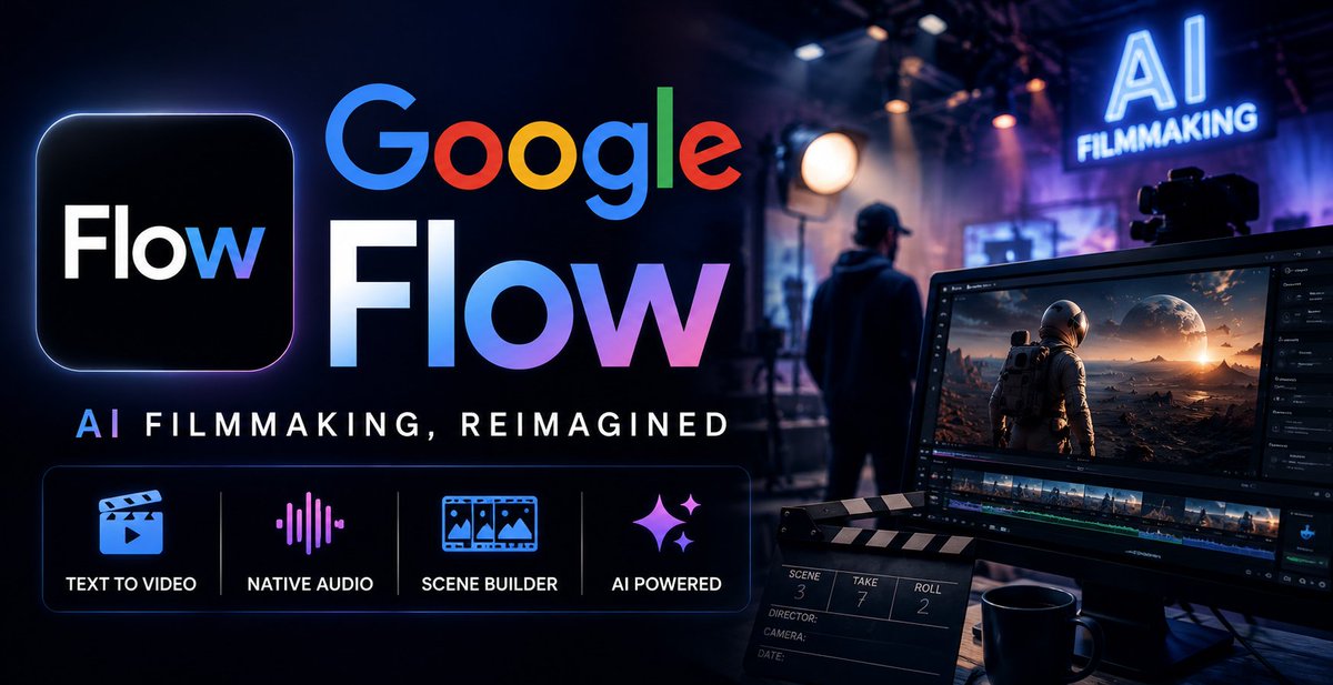 bot_bunch's tweet photo. Google's AI filmmaking platform combines Veo 3.1, Gemini, and Imagen 4 to create cinematic videos with native audio, scene building, and AI-powered editing.
Is it the best AI video generator in 2026? https://t.co/rTIQW0tRAM↗️

#GoogleFlow #AIVideo #AIFilmmaking #GoogleAI #Veo3 https://t.co/4nz43LIuA9