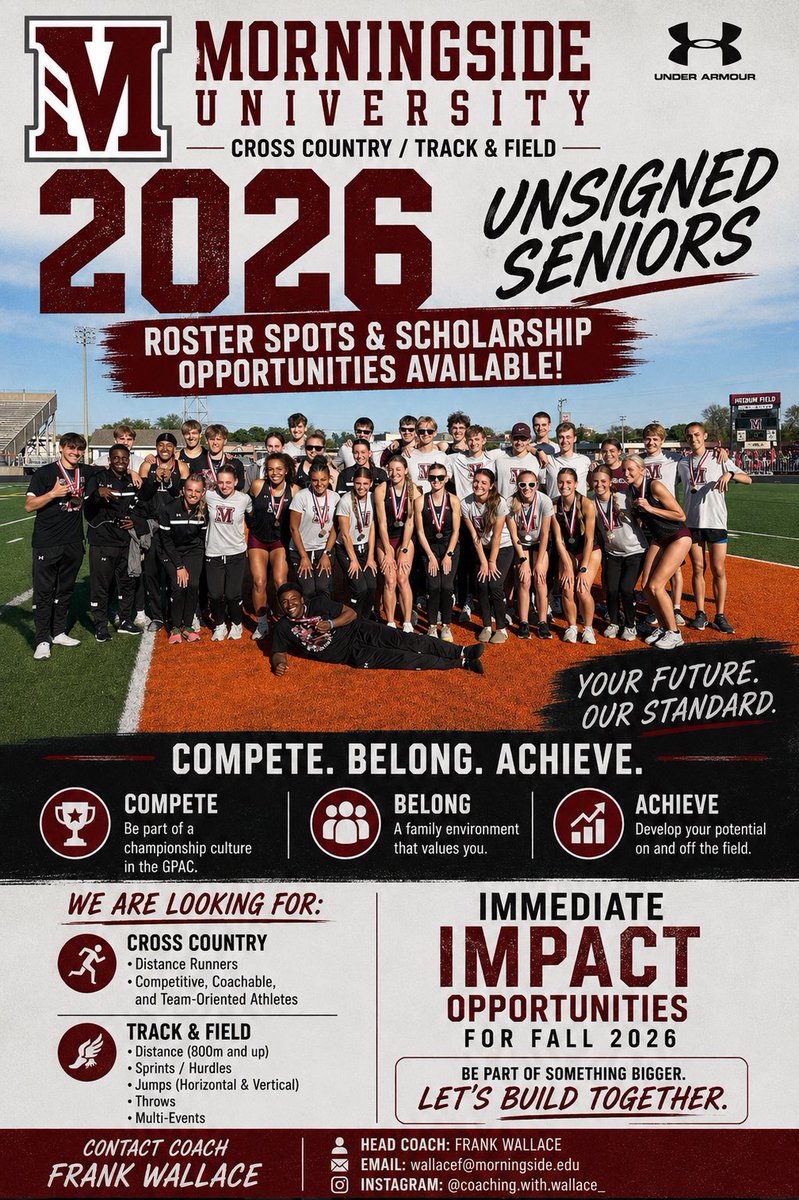 Mside_Track's tweet photo. Still looking for a home for Fall 2026? Our program still has roster spots and scholarship opportunities available for qualified student-athletes. DM us or fill out our recruiting form today.

#EMBRACE x #SetTheStandard x #HORSEPOWER https://t.co/EZPGLYLtSO