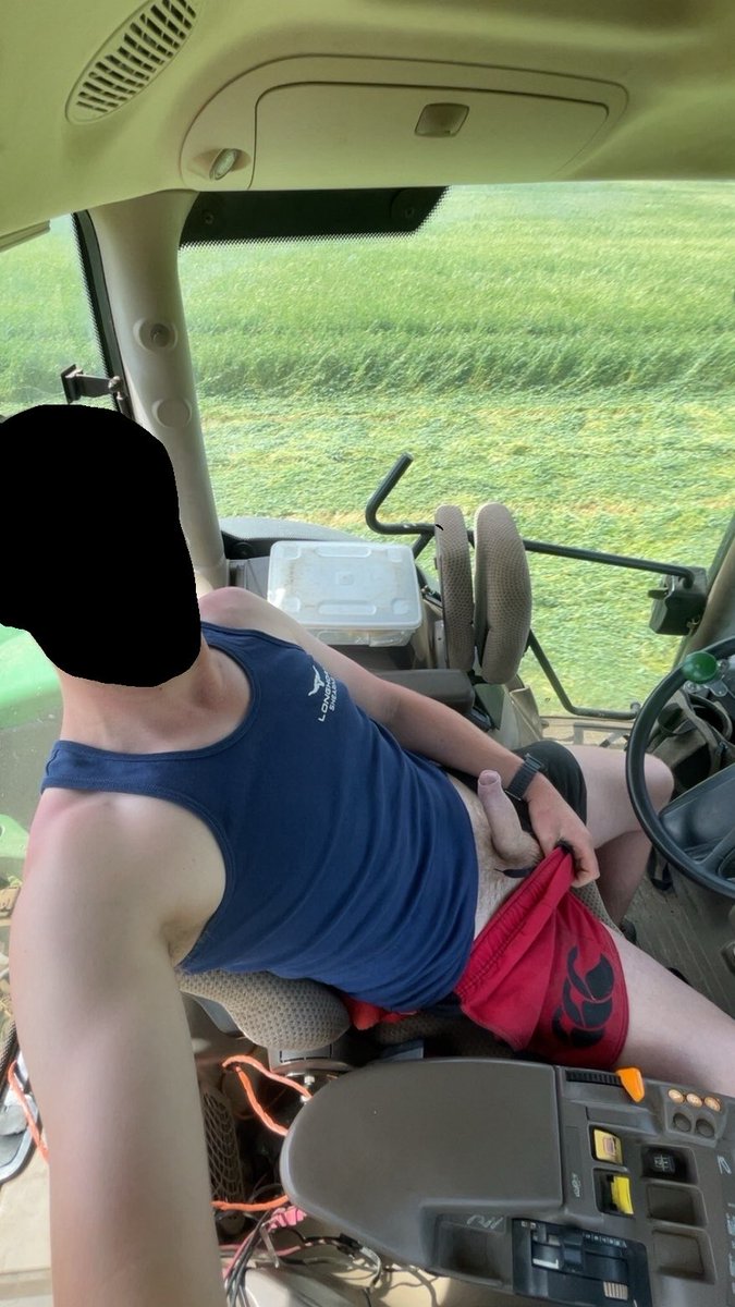 HornyFarmerxx's tweet photo. Mowing today… 

Making the most of this beautiful weather, the sun beating down on my cock makes me so horny. ☀️

Where’s everyone from ? Need a local lad to come keep me entertained in my cab slag seat 🌾

Send your applications below 😈 https://t.co/ec48ZoGcV2
