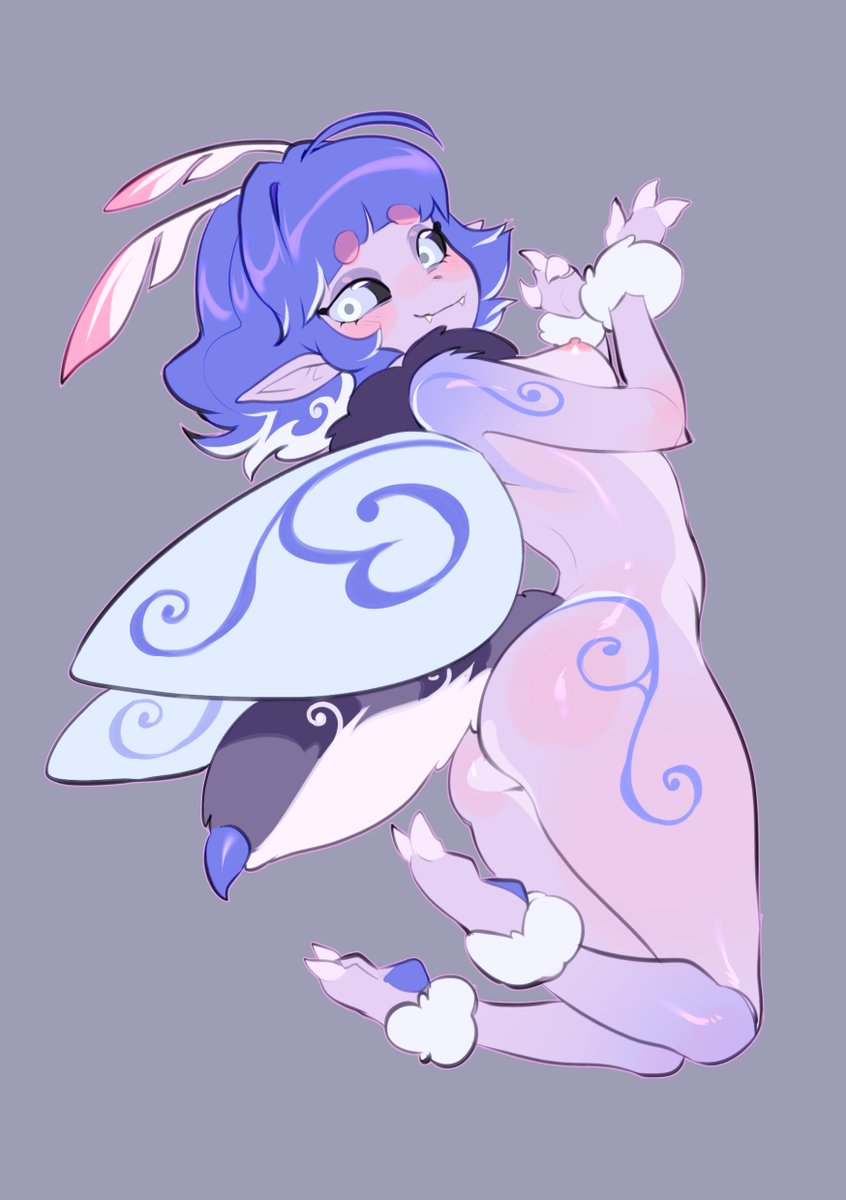 NiniiDawns's tweet photo. ITS A BEE MOTH SWIRLY THINGY... honestly just wanted to make something that I can't draw wrong and a new design can't be made wrong. Now I got this. honestly just take it as adopt, for best offer in DM.💙💜 https://t.co/tKYTUDtkaR