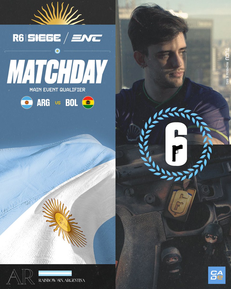 ARGEsportsTeam's tweet photo. 🌟 ARGENTINA, LLEGÓ EL DÍA 🌟

Arranca la Qualy Regional de Rainbow Six para clasificar al Main Event de @ENC_EN y por primera vez, juega la selección! 

👥 #Argentina🇦🇷 🆚 #Bolivia🇧🇴 
🕐 15.00
📺 Sin stream hoy! https://t.co/PpWRQixtfA