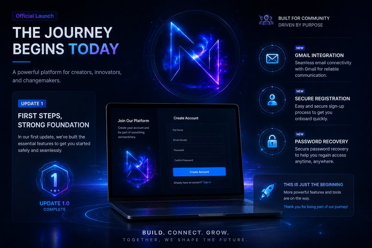 ahiltv's tweet photo. 🚀 Update 1.0 is live!

Today we launched the first core features of our platform:

✅ Gmail Integration
✅ Secure Registration
✅ Password Recovery

A strong foundation is now in place. This is just the beginning.

#Nebula #BuildInPublic #Startup #Tech #LaunchDay https://t.co/3Wae00WfjK
