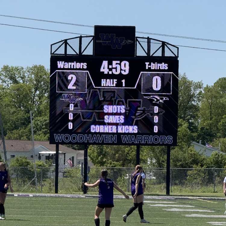 WoodhavenHigh's tweet photo. Warriors girls soccer up 2-0  against Edsel Ford in the district finals. Go Warriors https://t.co/hAnpFpu4NL
