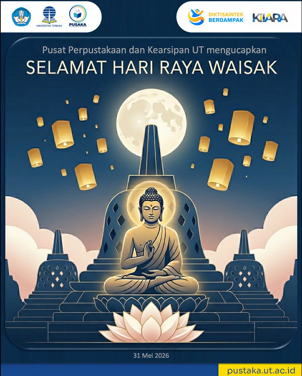 libraryUT's tweet photo. Pusat Perpustakaan dan Kearsipan Universitas Terbuka mengucapkan "Selamat Hari Raya Waisak 2570 BE" https://t.co/GtGoNdtrwT