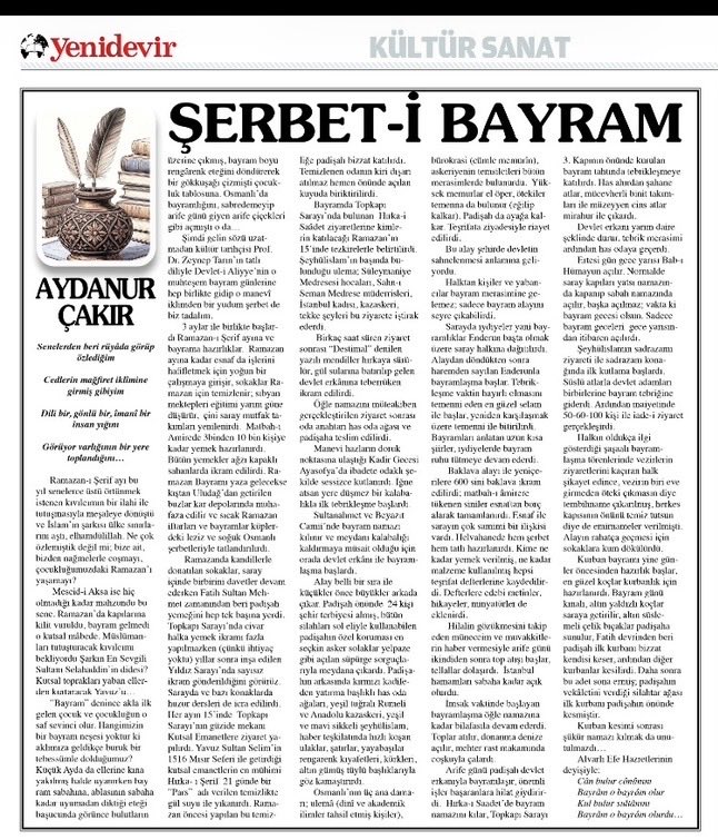 75Aydanur's tweet photo. “Senelerden beri rüyâda görüp özlediğim 
Cedlerin mağfiret iklîmine girmiş gibiyim..”

Buyurunuz cedlerimizin marifet iklimine, Osmanlı bayramlarına hep birlikte gidelim⬇️

Şerbet-i Bayram
https://t.co/HlWURNRCPL
@yenidevirr @hamzamercanoglu https://t.co/HN2dwv0UxH