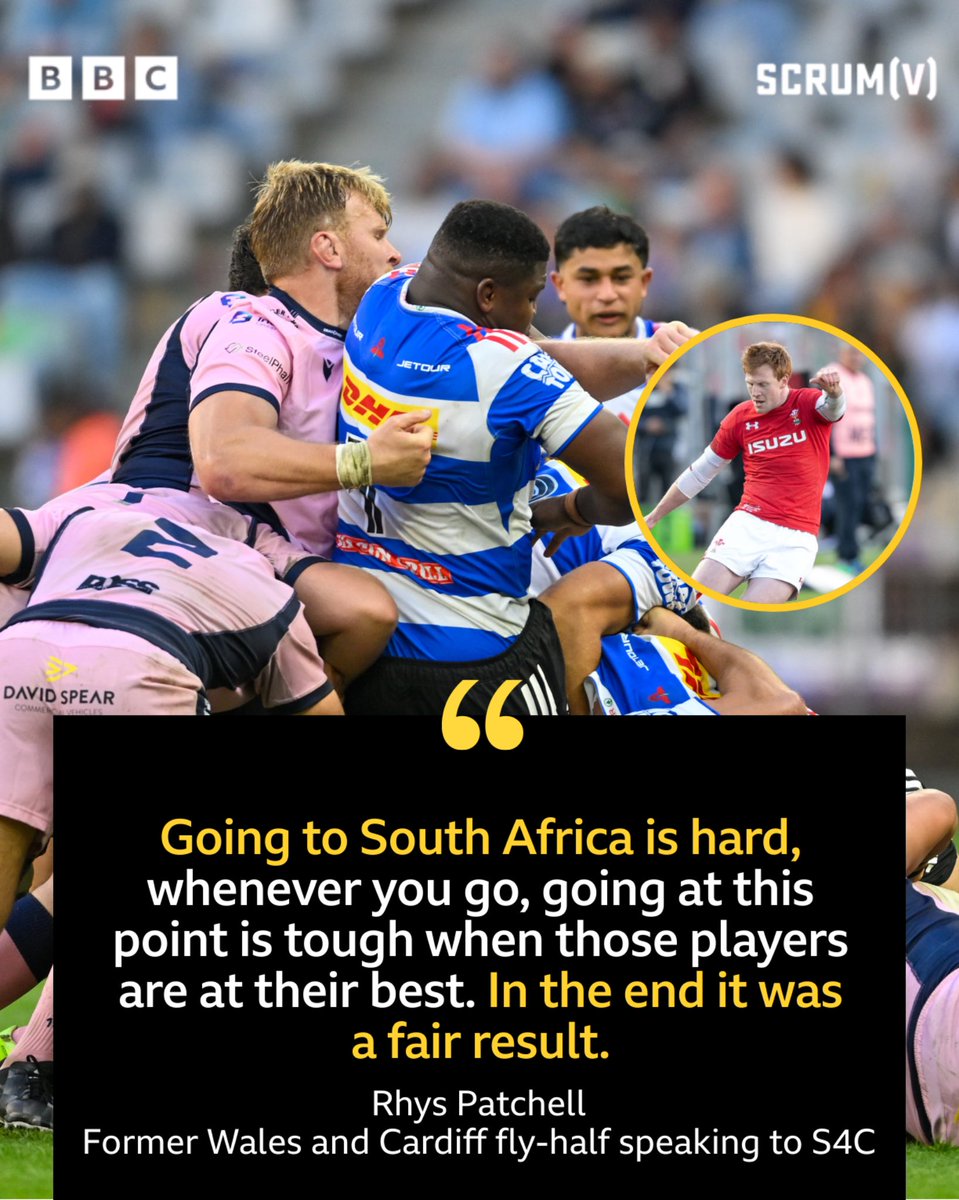 BBCScrumV's tweet photo. Former Wales and Cardiff fly-half Rhys Patchell, speaking to S4C 🎙️ 
 
Underlined the size of the challenge Cardiff Rugby faced and felt it was a fair result in the end. 🏉
 
#BBCRugby https://t.co/GXve7SCJxo