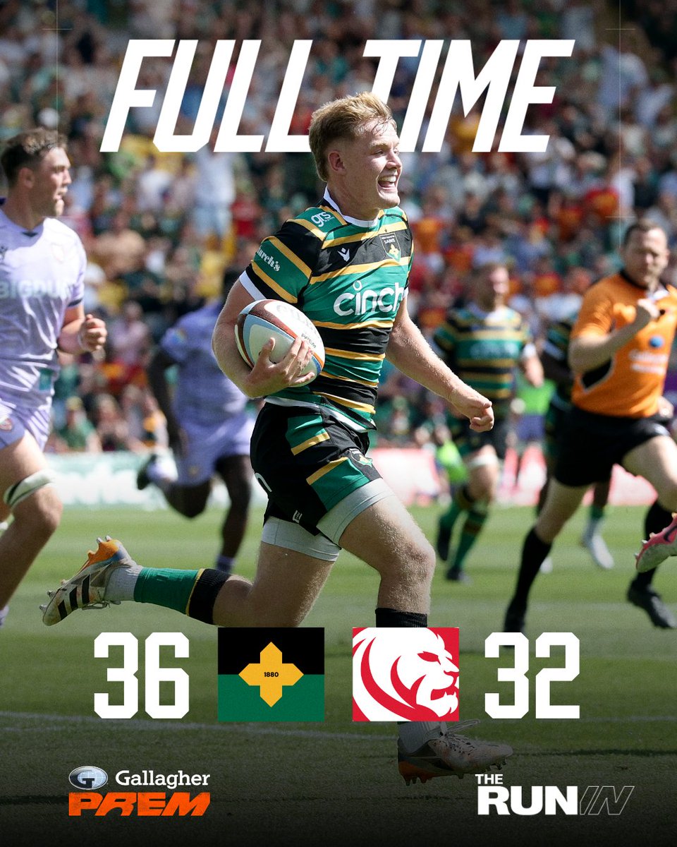 premrugby's tweet photo. Aaaaaaand breathe 😅

@SaintsRugby edge past Gloucester in one of the games of the season to secure a home Play-Off 👏 https://t.co/4lICI6UCEo