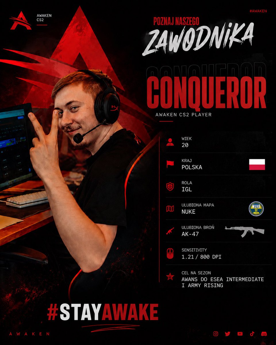 AWAKENcs2's tweet photo. 🅰️WITAMY🅰️
Dziś zaczynamy serię "poznaj naszego zawodnika". W pierwszym odcinku zaczynamy od człowieka bez którego ten zespół nie byłby taki sam! Patryk "conqueror" Majnusz.
#STAYAWAKE
@strooongmaaan https://t.co/61refr3Fre
